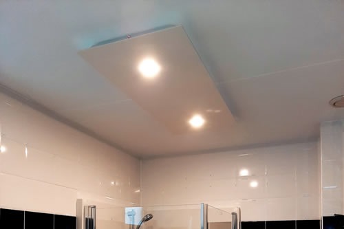 Blaast op schelp Weggooien badkamerverwarming - infraroodpaneel met verlichting